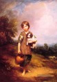 Cottage Mädchen mit Hund und Pitcher Porträt Thomas Gains